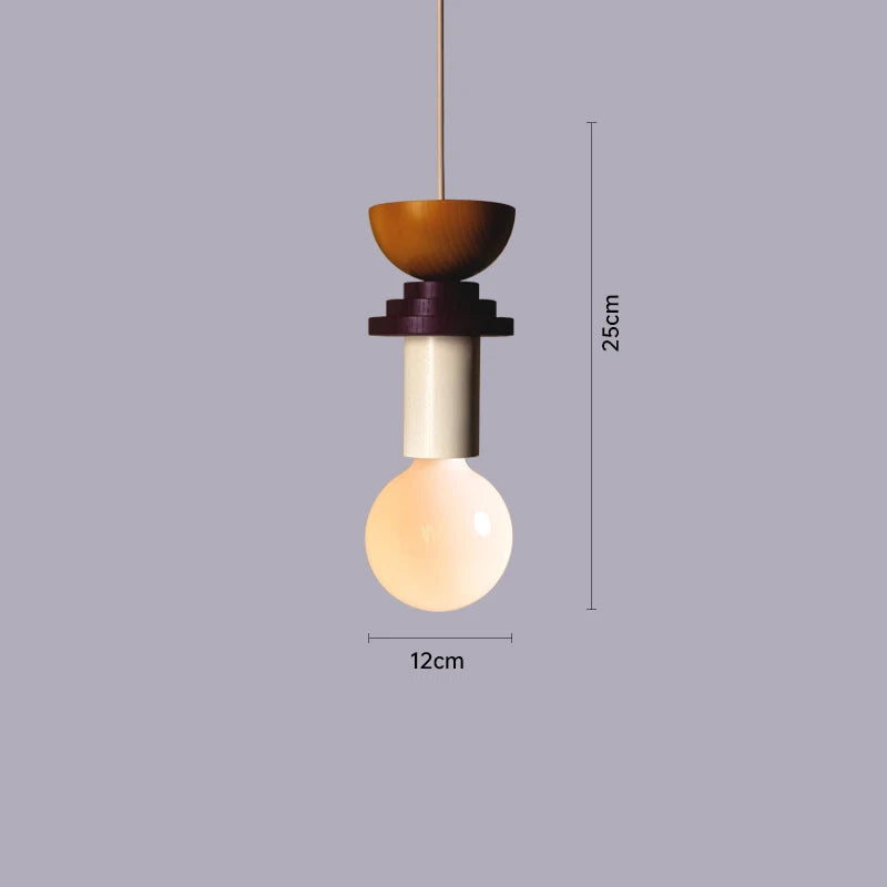 Modern Solid Wood Pendant Lamp LED E27 Customizable Color Design for Dining Table Bedside Study Room Indoor Hanging Lighting