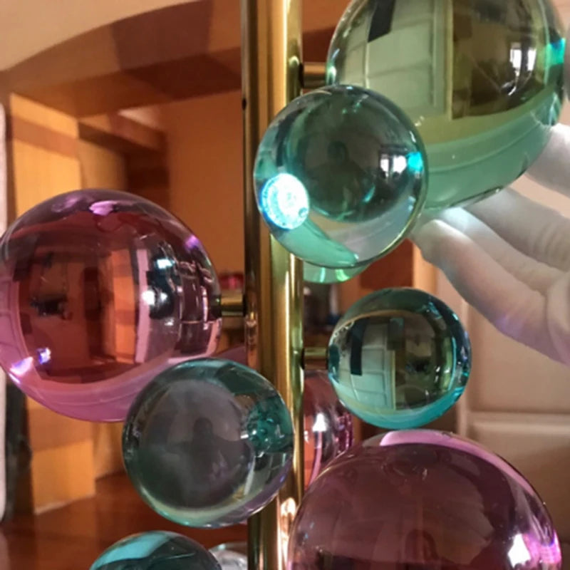 Creative Golden Hardware Mushroom Design Desktop Decoration Light LED Multicolored Crystal Ball Bedroom Decoration Table Lamp