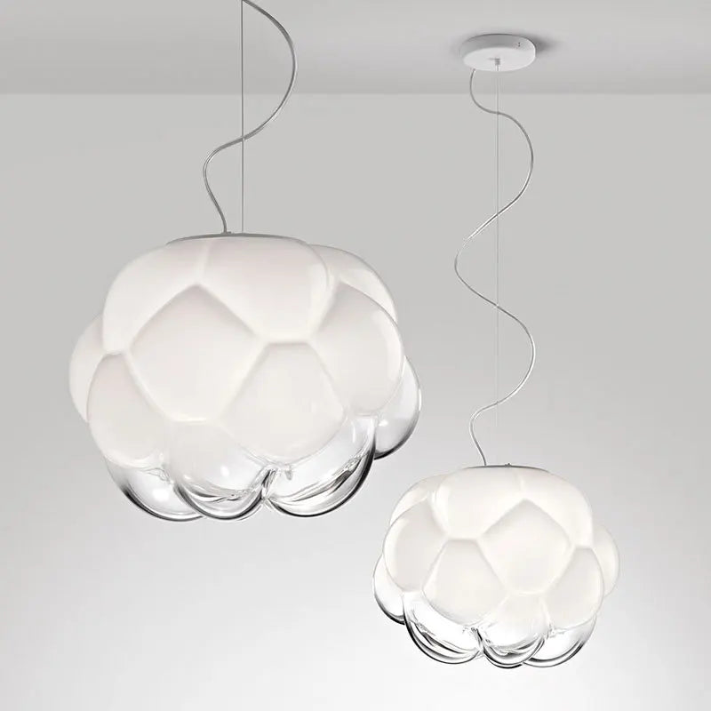 Fabbian Cloudy Glass Ball Pendant Lights - White Modern Ceiling Lamp for Living Room- Nordic Minimalist Decor Lighting Fixture