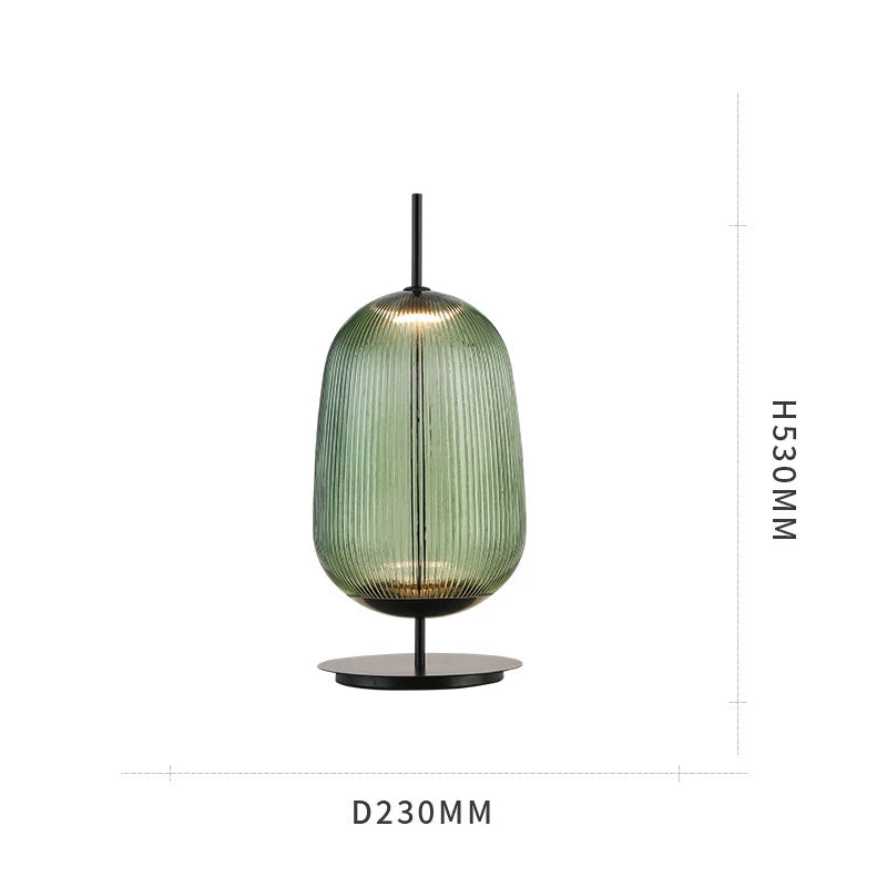Nordic Modern Simple Green Red Glass Table Lamp LED Lighting Bedroom Bedside Living Room Decoration Desktop Fixture 26*41cm