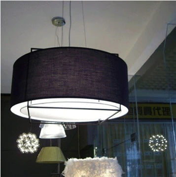 Creative Metalarte Lewit Chandelier with Fabric Lampshade Black/white Iron Hanging Lighting Fixture for Living Room Home Decor