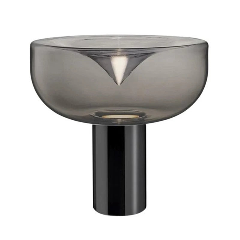 Nordic Clear Glass Table Lamp Creative Swirl Design Gold Hardware Plating Smoky Gray Bedroom Decoration LED E27 Desk Lamp