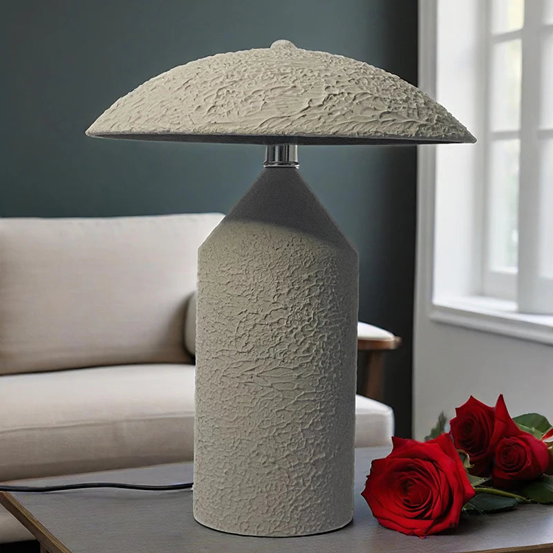 Japanese Wabi-Sabi Table Lamp for Living Room Home Decor Waterproof 18watt LED Bulb Iron Desk Lamp AC 110-240V Creased Cement