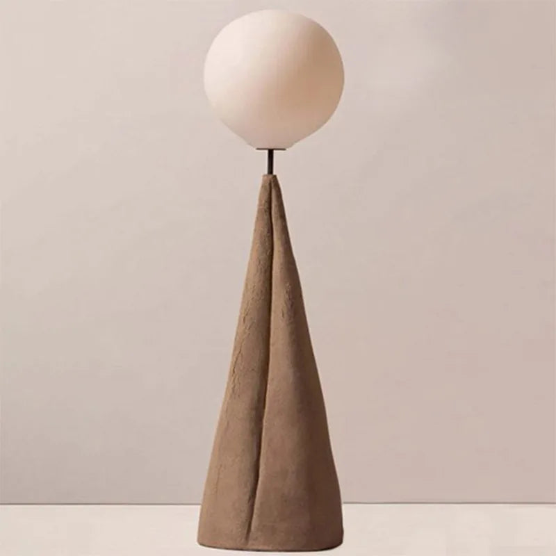 Nordic Minimalist Resin Art LED Floor Lamp with Frosted Glass Sphere Shade for Living Room Scandinavian Decor Standing Fixture