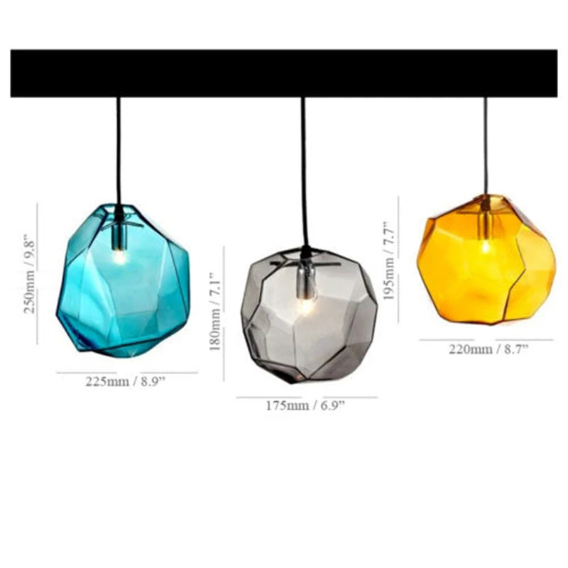 Modern Stone Texture & Tri-Color Frosted Glass Pendant Light, Nordic Industrial LED Hanging Lamp with E27 Bulb for Dining Room