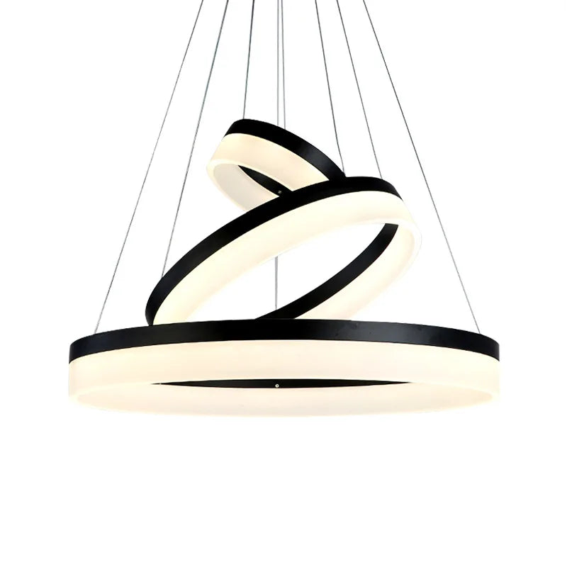 Modern Round Ring Circular White Acrylic LED Chandelier Restaurant Foyer Bedroom Dinning Room Living room Pendant Hanging Lamp