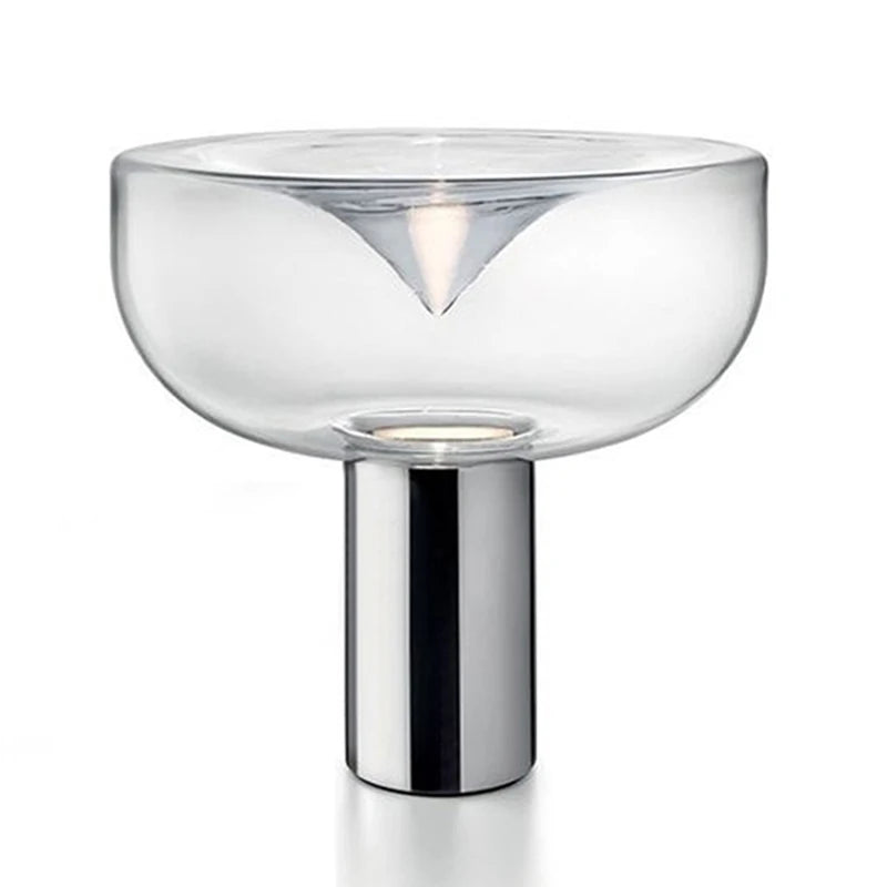 Nordic Clear Glass Table Lamp Creative Swirl Design Gold Hardware Plating Smoky Gray Bedroom Decoration LED E27 Desk Lamp