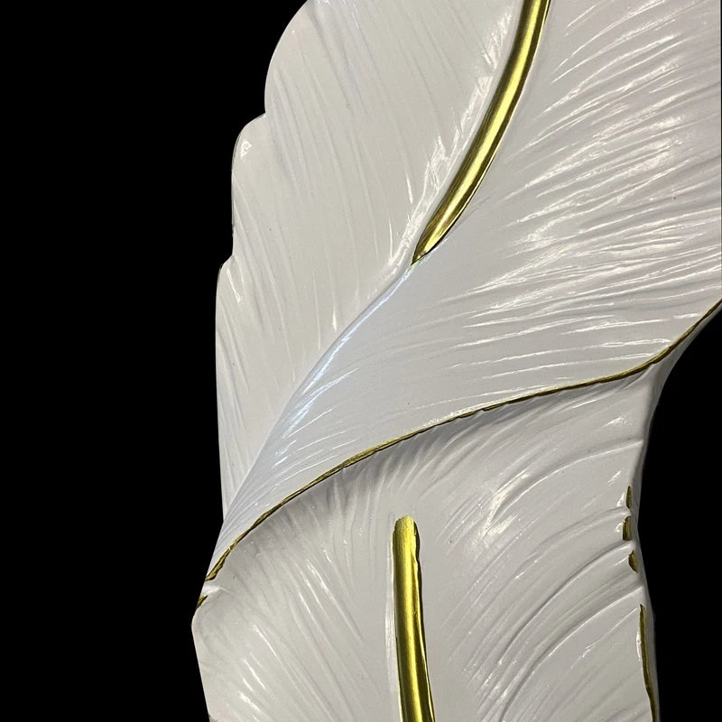 Modern Brief Bionic LED Resin Wall Lamp White Feather Home Decoration Bedroom Wall Sconce 45X18cm