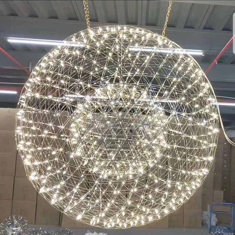 Modern Brief Loft Spark Ball LED Pendant Lighting Fixture Firework Stainless Steel Remote Control Dimming 110-240V Accessories