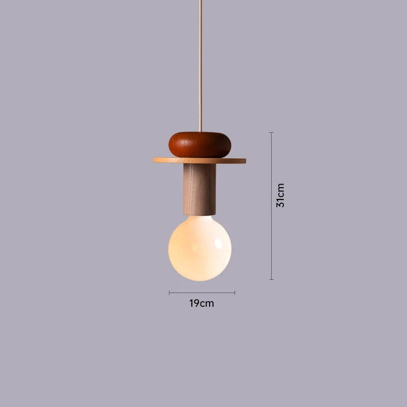 Modern Solid Wood Pendant Lamp LED E27 Customizable Color Design for Dining Table Bedside Study Room Indoor Hanging Lighting