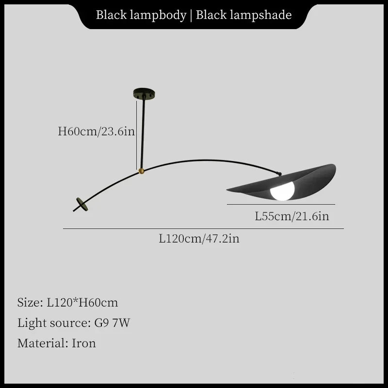 Retro Lotus Leaf Simple Ceiling Chandelier for Living Dining Room Office Desks Coffee Bar Lamp Black Home Decor Light Fixture