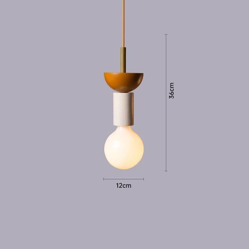 Modern Solid Wood Pendant Lamp LED E27 Customizable Color Design for Dining Table Bedside Study Room Indoor Hanging Lighting