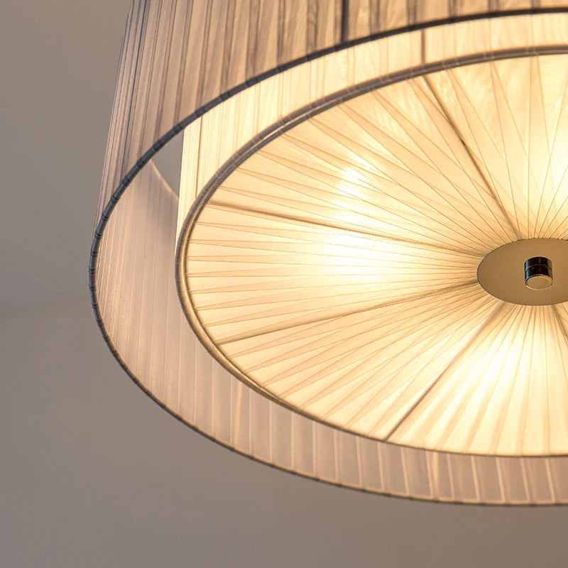 Modern Nordic Living Room Iron E27 Bulb Chandeliers DIY Home Deco Circular Restaurant Chandelier Lamps Gauze Fabric Lampshade