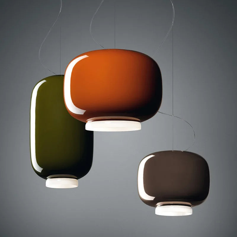 Nordic Italian Minimalist Orange Glass LED Pendant Light with Hand blown Art Design for Living Room Home Decor E27 LED Lamp