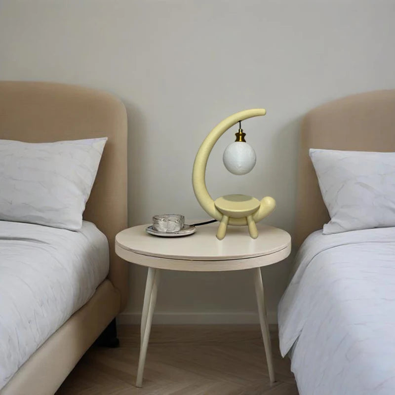 Scandinavian Beige Resin Table Lamp for Bedroom Home Decor Danish Designer Antique G9 LED Table Lamps with Acrylic Moon Shade