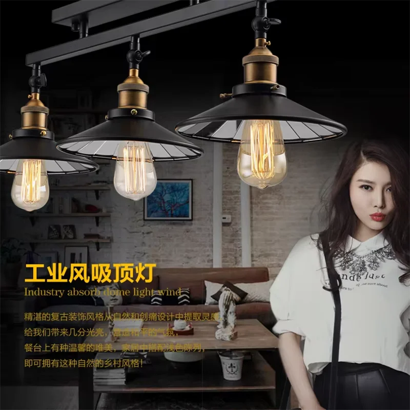 Vintage Industrial Black Iron Adjustable Ceiling Light with Mirror Glass Shade 3XE27 Edison Bulbs for Dining Room Home Decor DIY