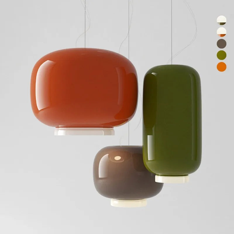 Nordic Italian Minimalist Orange Glass LED Pendant Light with Hand blown Art Design for Living Room Home Decor E27 LED Lamp