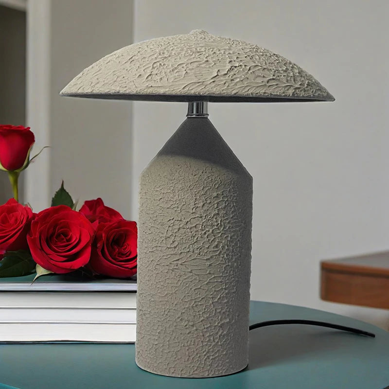 Japanese Wabi-Sabi Table Lamp for Living Room Home Decor Waterproof 18watt LED Bulb Iron Desk Lamp AC 110-240V Creased Cement