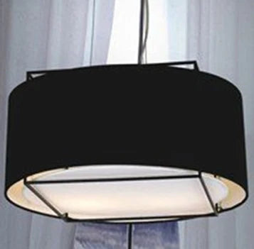 Creative Metalarte Lewit Chandelier with Fabric Lampshade Black/white Iron Hanging Lighting Fixture for Living Room Home Decor