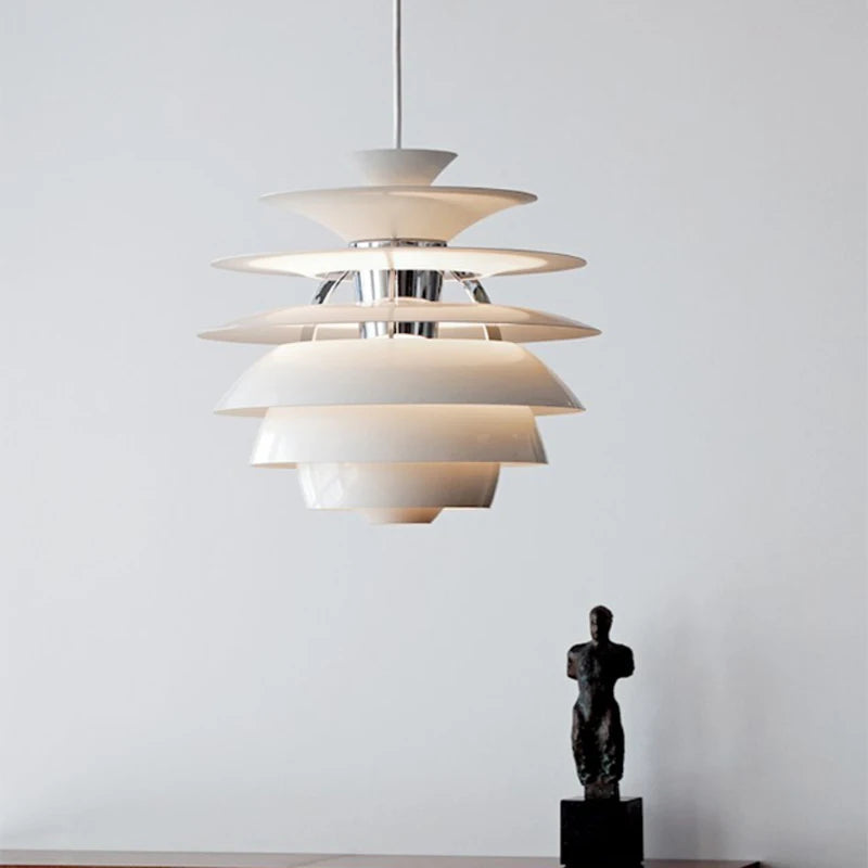 Postmodern White Aluminum Pendant Lamp for Living Room Home Decor Nordic Creative Pine Cone LED E27 Bulb Lighting Fixture