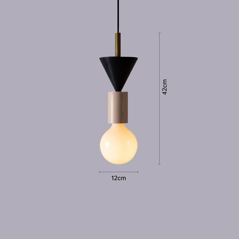 Modern Solid Wood Pendant Lamp LED E27 Customizable Color Design for Dining Table Bedside Study Room Indoor Hanging Lighting