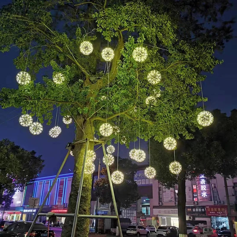 Modern Brief Loft Spark Ball LED Pendant Lighting Fixture Firework Stainless Steel Remote Control Dimming 110-240V Accessories