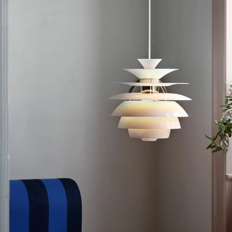 Postmodern White Aluminum Pendant Lamp for Living Room Home Decor Nordic Creative Pine Cone LED E27 Bulb Lighting Fixture