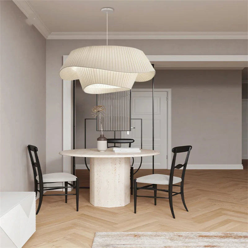 Nordic Modern Fabric LED Pendant Light with Hand Knitted Double Shade for Living/Dining Room Home Decor E27 LED Bulb Lamp