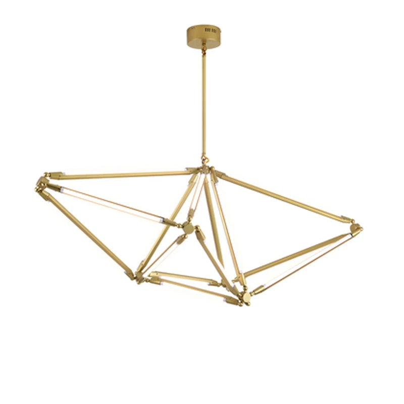 Postmodern Golden Painted Metal Chandelier Nordic Creative Adjustable T5 LED Pendant Light Fixture for Living Room Home Decor