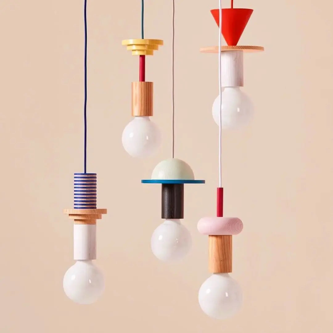 Modern Solid Wood Pendant Lamp LED E27 Customizable Color Design for Dining Table Bedside Study Room Indoor Hanging Lighting