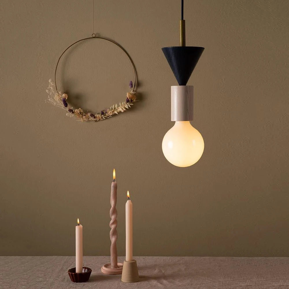 Modern Solid Wood Pendant Lamp LED E27 Customizable Color Design for Dining Table Bedside Study Room Indoor Hanging Lighting