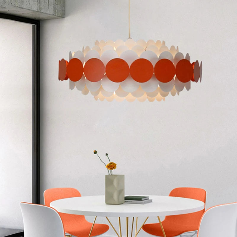 Nordic Creative Red Pendant Lamp for Children's Bedroom Home Decor Modern LED E14 Bulb Hang Lighting Fixture with Metal Plate