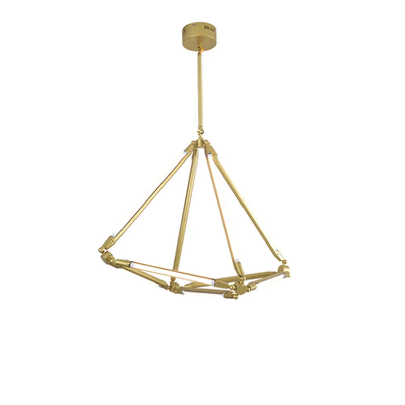 Postmodern Golden Painted Metal Chandelier Nordic Creative Adjustable T5 LED Pendant Light Fixture for Living Room Home Decor