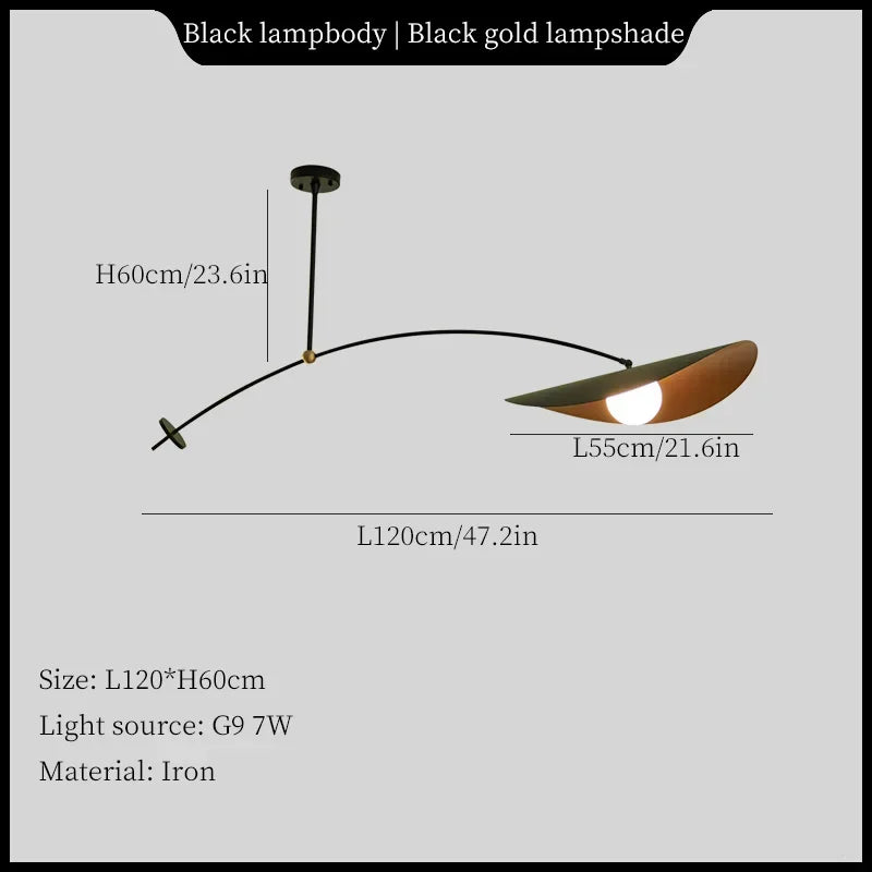 Retro Lotus Leaf Simple Ceiling Chandelier for Living Dining Room Office Desks Coffee Bar Lamp Black Home Decor Light Fixture