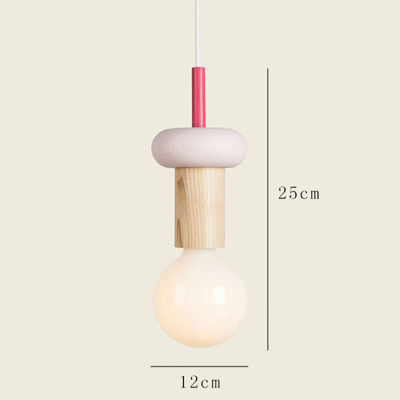 Modern Solid Wood Pendant Lamp LED E27 Customizable Color Design for Dining Table Bedside Study Room Indoor Hanging Lighting