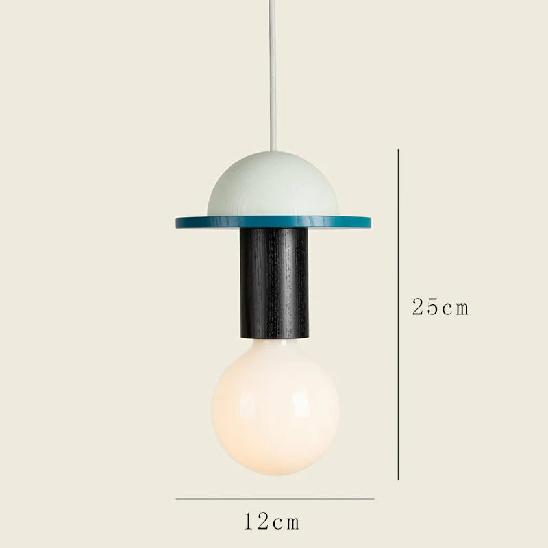 Modern Solid Wood Pendant Lamp LED E27 Customizable Color Design for Dining Table Bedside Study Room Indoor Hanging Lighting