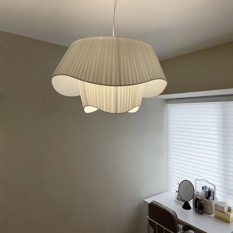 Nordic Modern Fabric LED Pendant Light with Hand Knitted Double Shade for Living/Dining Room Home Decor E27 LED Bulb Lamp