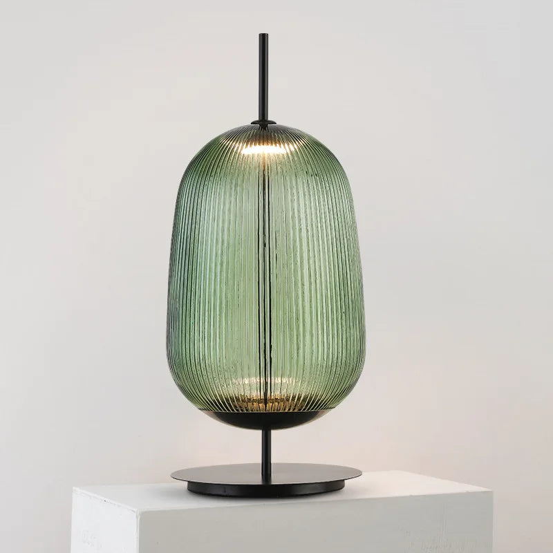 Nordic Modern Simple Green Red Glass Table Lamp LED Lighting Bedroom Bedside Living Room Decoration Desktop Fixture 26*41cm