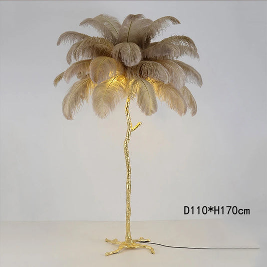 Modern Minimalist LED Pink Feather Floor Lamp Romantic Interior Decoration Resin Standing Fixture