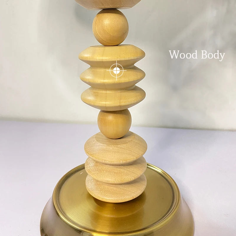 Japanese Wabi-Sabi Table Lamp with Antique Wood Body for Living Room Home Decor with Fabric Lampshade E27 LED Bulb Desk Lamp