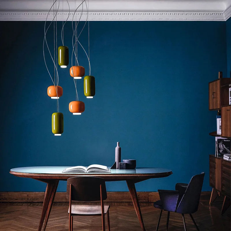 Nordic Italian Minimalist Orange Glass LED Pendant Light with Hand blown Art Design for Living Room Home Decor E27 LED Lamp