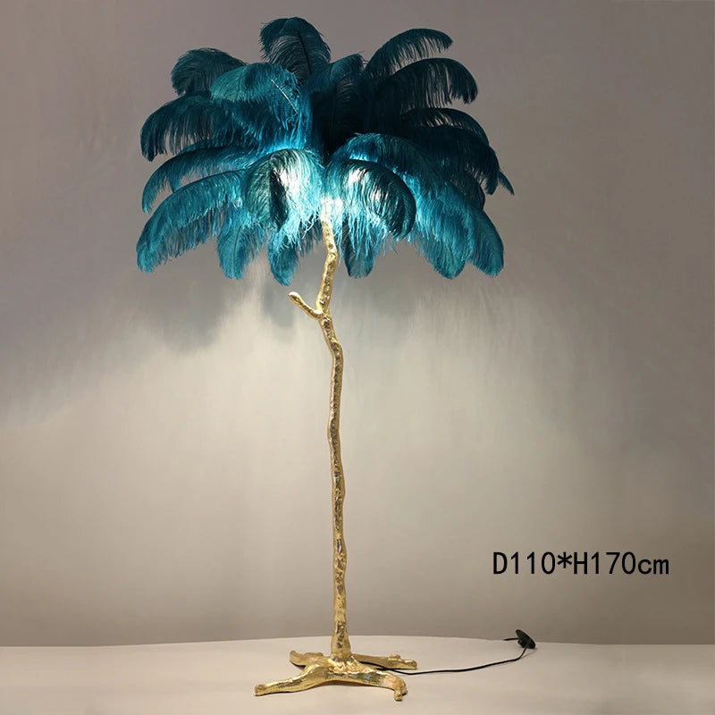 Modern Minimalist Bedroom Living Room LED E14 Pink White Feather Floor Lamp Romantic Interior Decoration Resin Standing Fixture