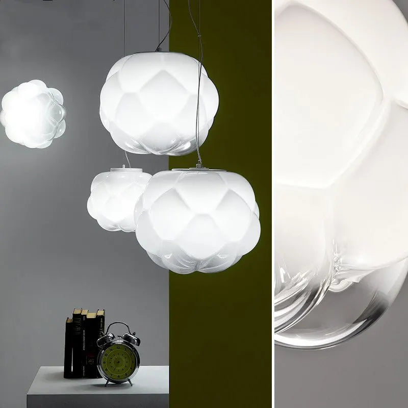 Fabbian Cloudy Glass Ball Pendant Lights - White Modern Ceiling Lamp for Living Room- Nordic Minimalist Decor Lighting Fixture