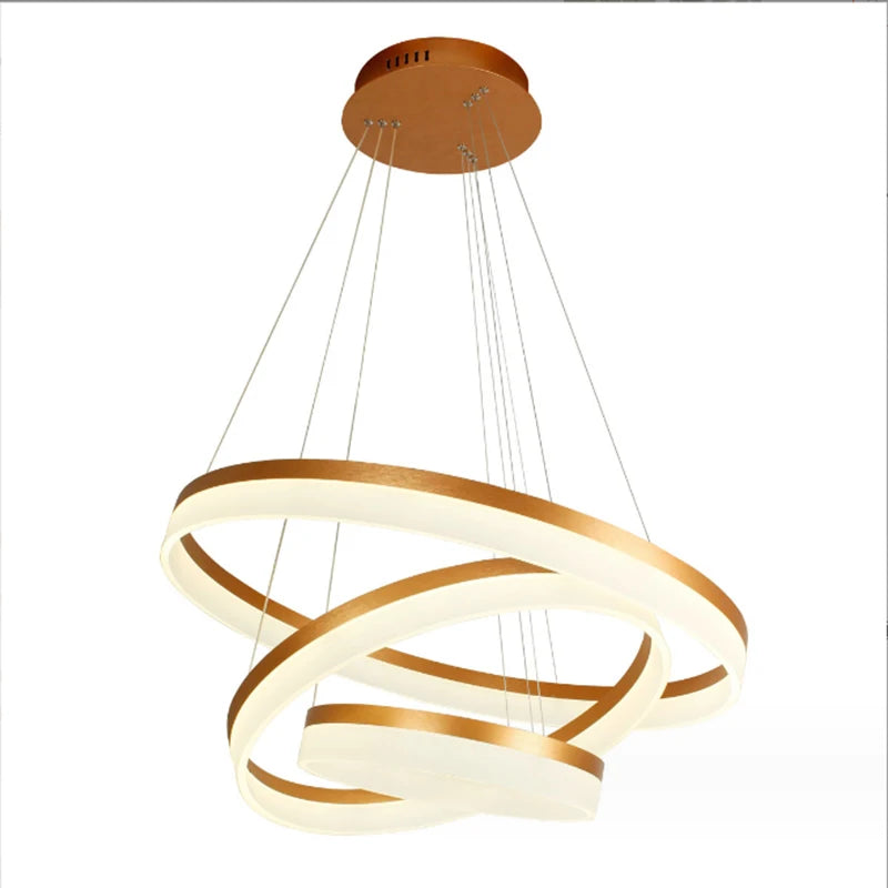 Modern Round Ring Circular White Acrylic LED Chandelier Restaurant Foyer Bedroom Dinning Room Living room Pendant Hanging Lamp