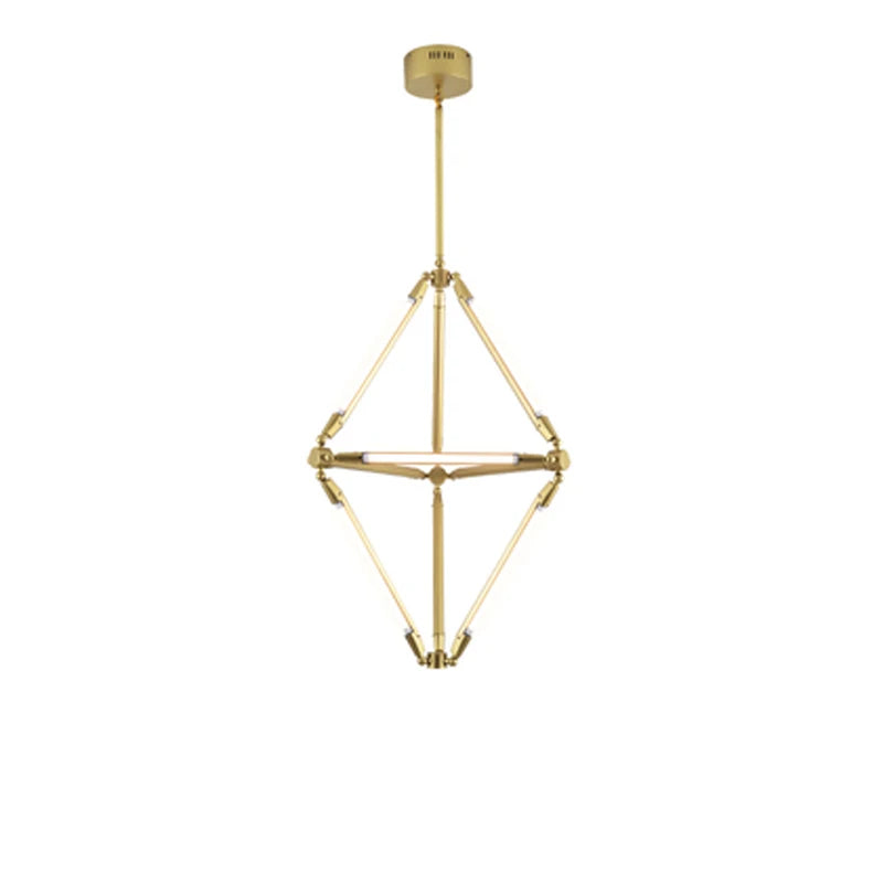 Postmodern Golden Painted Metal Chandelier Nordic Creative Adjustable T5 LED Pendant Light Fixture for Living Room Home Decor
