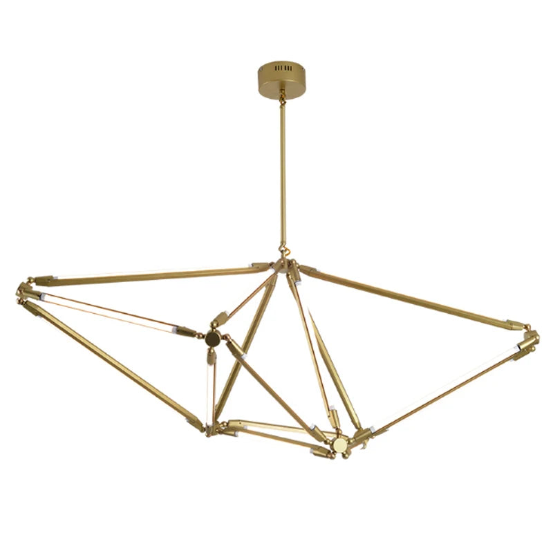 Postmodern Golden Painted Metal Chandelier Nordic Creative Adjustable T5 LED Pendant Light Fixture for Living Room Home Decor
