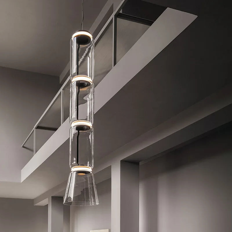 Nordic Glass Shade LED Bulb Pendant Lamps for Dining Room Home Decor Minimalist Designer Black Bamboo Pendant Lighting Fixture