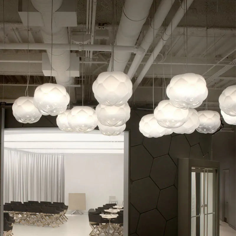 Fabbian Cloudy Glass Ball Pendant Lights - White Modern Ceiling Lamp for Living Room- Nordic Minimalist Decor Lighting Fixture