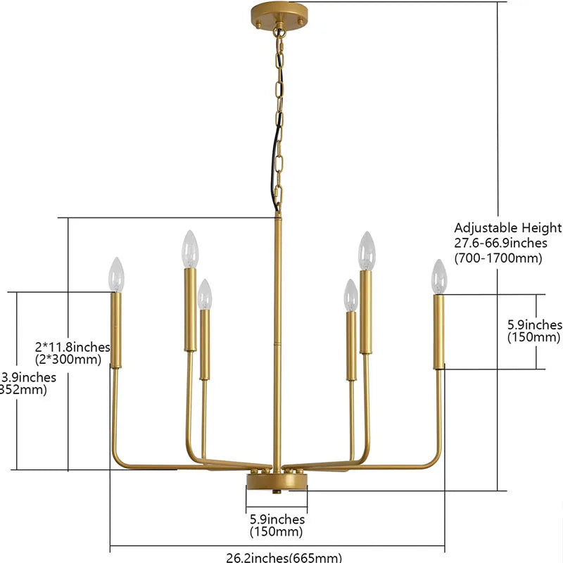 Modern Simple Black Metal Baking Paint 8 Heads Pendant Light E12 Restaurant Bedroom Living Room Indoor Golden Fixture Lamp 110V
