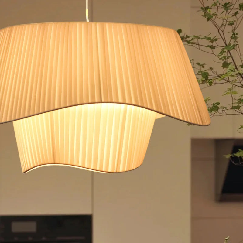 Nordic Modern Fabric LED Pendant Light with Hand Knitted Double Shade for Living/Dining Room Home Decor E27 LED Bulb Lamp